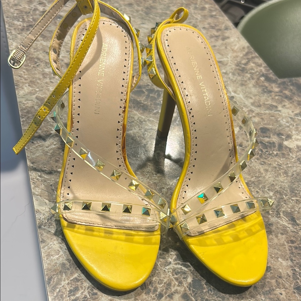 Adrienne Vittadini Yellow Studded Heels